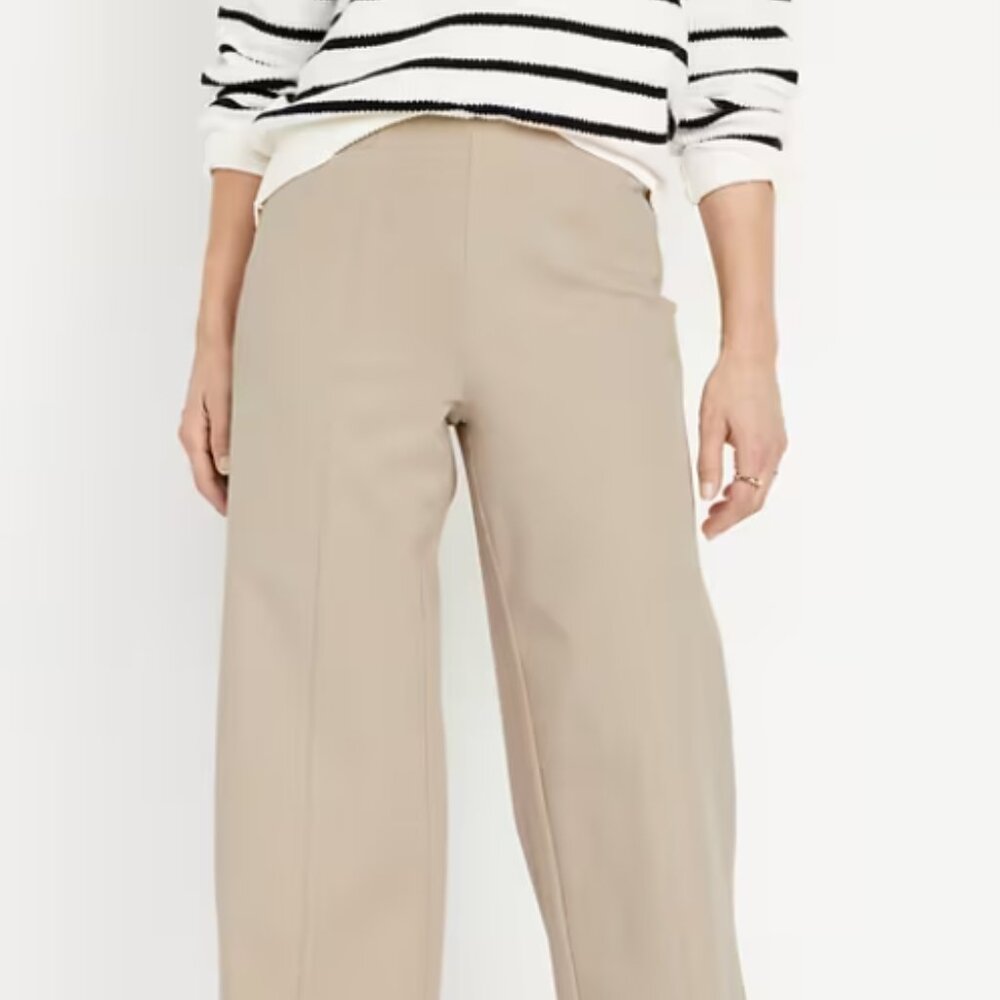 High-Waisted Pull-On Pixie Wide-Leg Pants NWT Mocha Taffy Size Small S regular